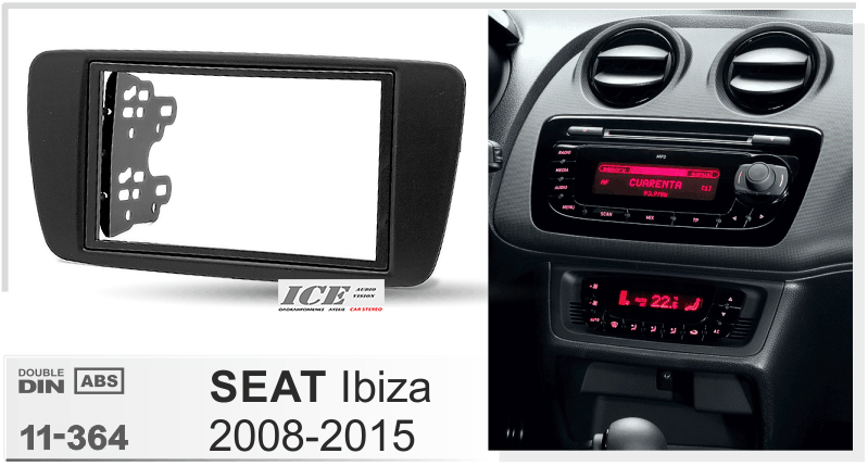 ΠΛΑΙΣΙΟ ΠΡΟΣΘΗΚΗ ΠΡΟΣΟΨΗ ice 1 & 2 DIN για οθόνη ή R/CD SEAT Ibiza 2008-2015 11-364