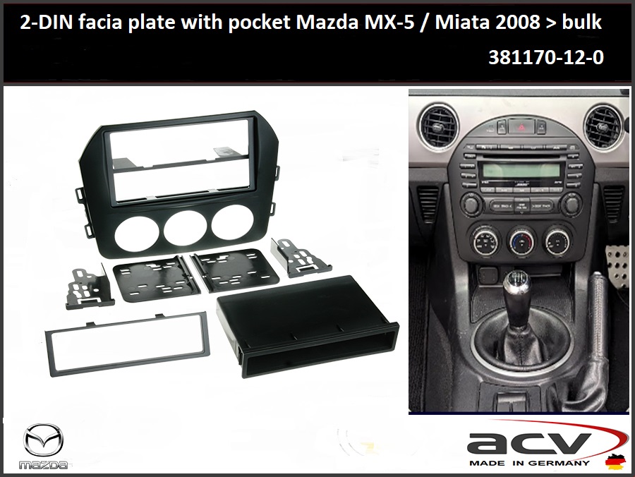 ΠΛΑΙΣΙΟ ΠΡΟΣΘΗΚΗ ΠΡΟΣΟΨΗ ACV 1 & 2 DIN για οθόνη ή R/CD Mazda Mx-5, Miata ’06> Face lift Μαύρη mt-7519 - 11.176 - 50.262 - 50.3