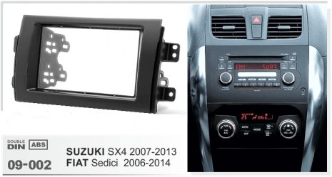 ΠΛΑΙΣΙΟ ΠΡΟΣΘΗΚΗ ΠΡΟΣΟΨΗ 1 & 2 DIN για οθόνη ή R/CD SUZUKI SX4  '06 - '14/ FIAT SEDICI '05 - '14_09-002---53.109