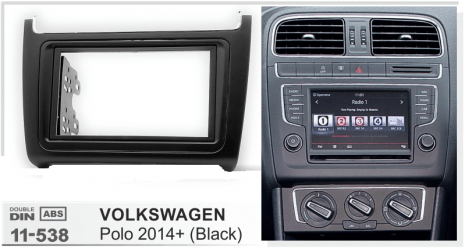 ΠΛΑΙΣΙΟ ΠΡΟΣΘΗΚΗ ΠΡΟΣΟΨΗ 1 & 2 DIN για οθόνη ή R/CD   VW Polo 2014+ 11-538 μαύρο ματ
