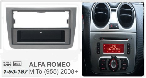 ΠΛΑΙΣΙΟ ΠΡΟΣΘΗΚΗ ΠΡΟΣΟΨΗ ice 1 & 2 DIN για οθόνη ή R/CD Alfa Romeo Mito_Ασημί σκούρο ανθρακί  53.187----04.433---11.365