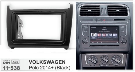 ΠΛΑΙΣΙΟ ΠΡΟΣΘΗΚΗ ΠΡΟΣΟΨΗ  2 DIN για οθόνη  VW Polo 2014+  μαύρο ματ (5B)