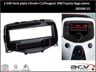 Πρόσοψη 1din ACV Made in Germany Toyota Aygo / Citroen C1 / Peugeot 108 '14> (Μαύρο Γυαλιστερό) 53.504