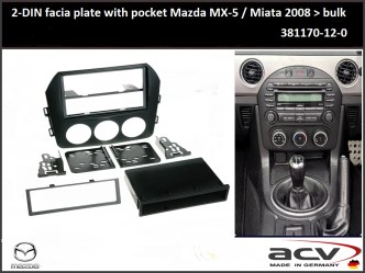 ΠΛΑΙΣΙΟ ΠΡΟΣΘΗΚΗ ΠΡΟΣΟΨΗ ACV 1 & 2 DIN για οθόνη ή R/CD Mazda Mx-5, Miata ’06> Face lift Μαύρη mt-7519 - 11.176 - 50.262 - 50.3