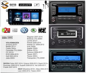 οθόνη αυτοκίνητου VW SKODA SEAT 9 ιντσών  Android 10 - 2GBGPS  WI-FI Playstore Youtube USB Radio Bluetooth Mirrorlink