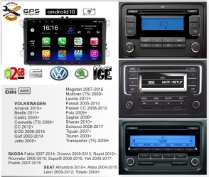 οθόνη αυτοκίνητου ice για VW SKODA SEAT 9 ίντζες  Android 10 - 2GBGPS  WI-FI Playstore Youtube USB Radio Bluetooth Mirrorlink IC