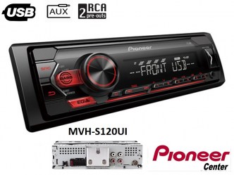 Pioneer MVH-S120ui ( + τοποθέτηση ) radio , usb , aux , 4x50w, 4rca rear+sub , κόκκινο ...