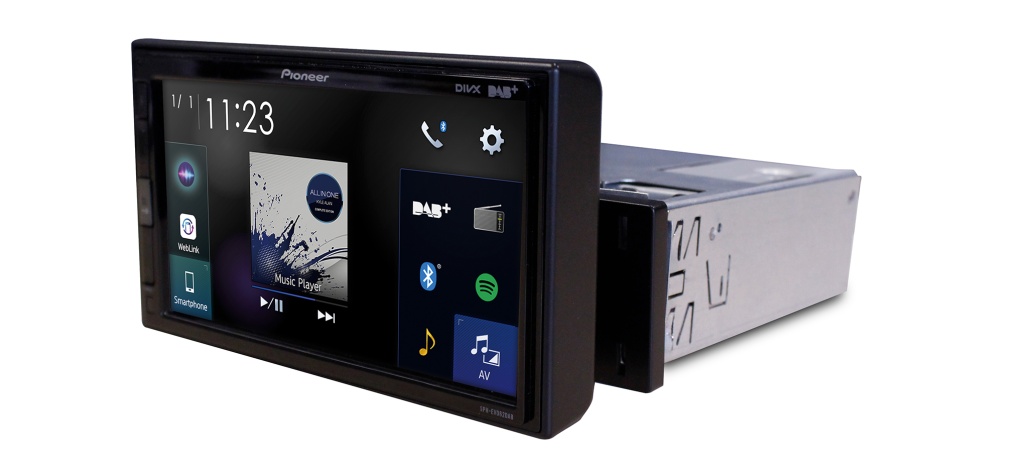 Pioneer SPH-EVO62DAB-UNI βάση 1din σε 2din οθώνη Με δέκτη DAB + Digital Radio, Android Auto ™ , Apple CarPlay®, εχει και  Spotif